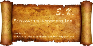 Sinkovits Konstantina névjegykártya